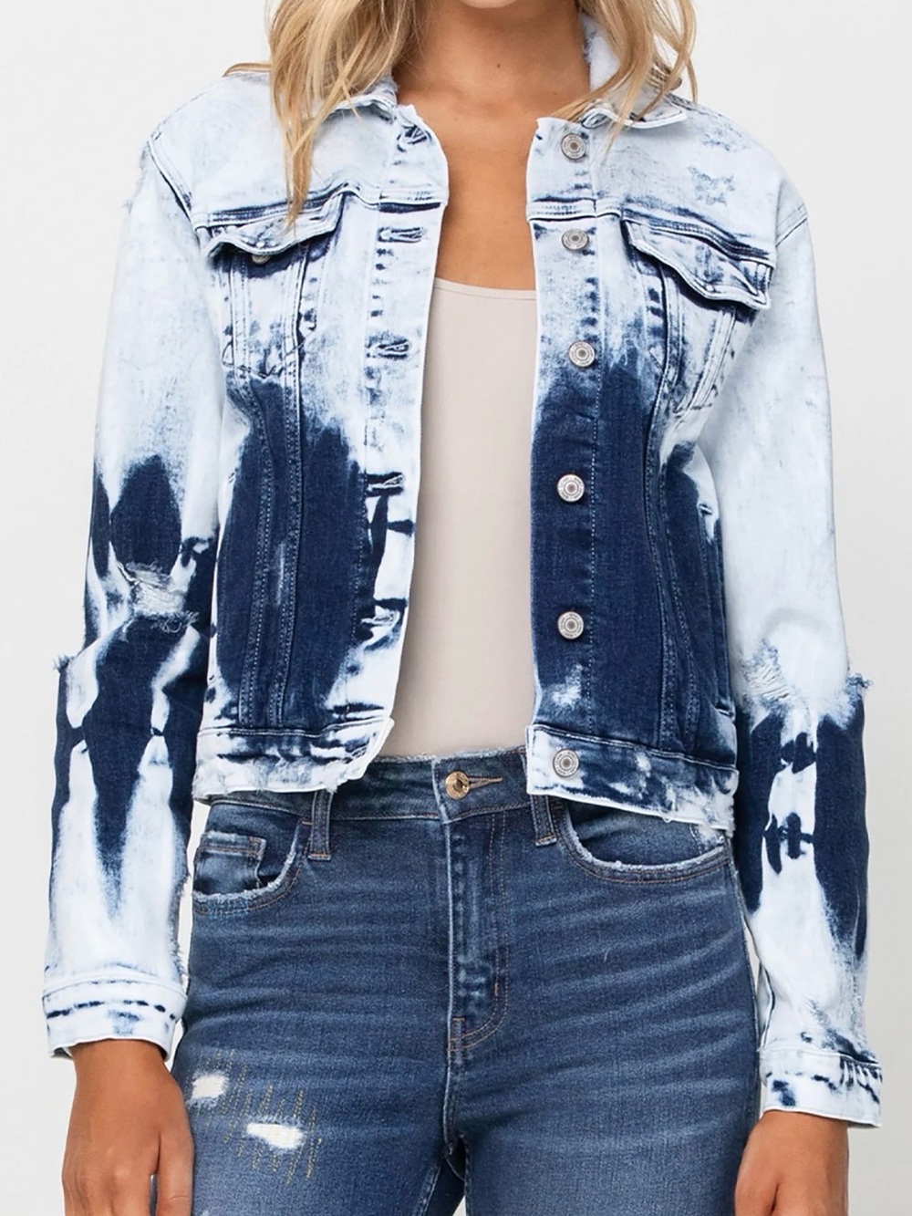 Second Wind - Stretch Classic Crop Denim Jacket